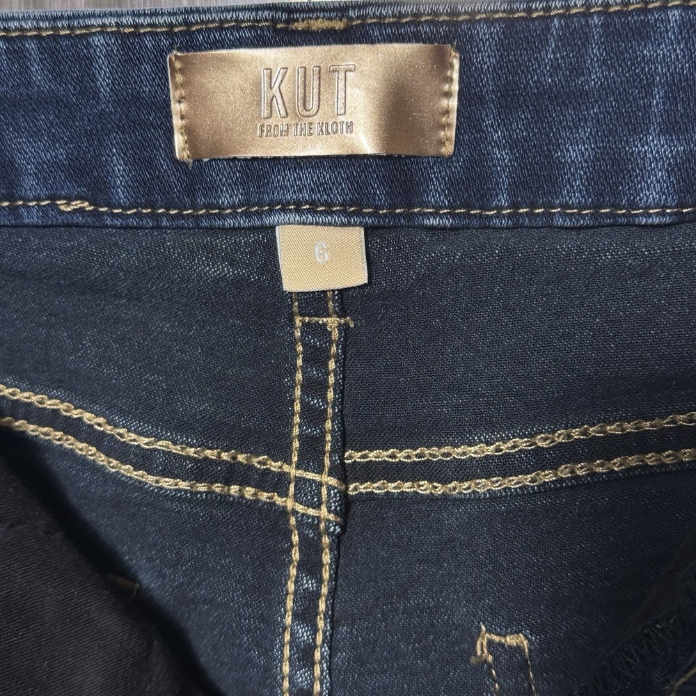 Kut from the Kloth Meg High Rise Wide Leg Raw Hem Blue Jeans Boho Size 6 - Picture 4 of 7